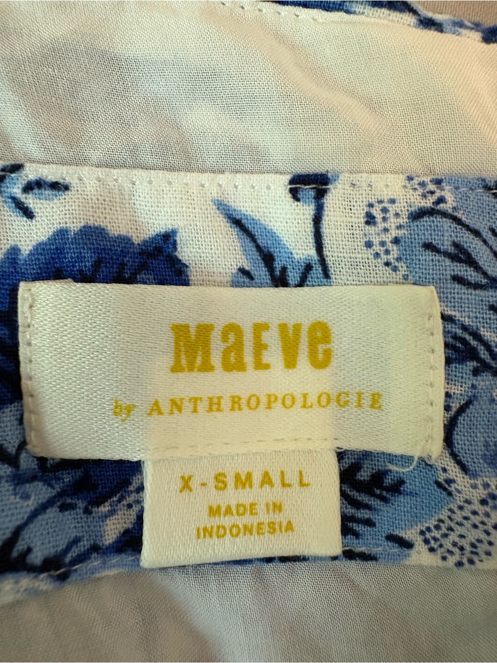 Maeve Anthropologie Blue Floral Drop Waist Maxi Dress XS Linen Blend - Picture 8 of 12
